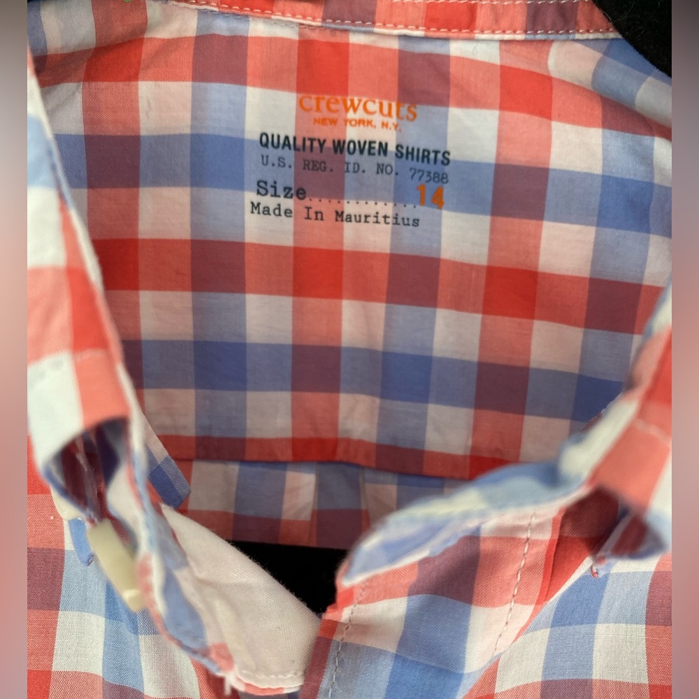 J Crew Crewcuts boys preppy cotton collared shirt - size 14 - Picture 2 of 11